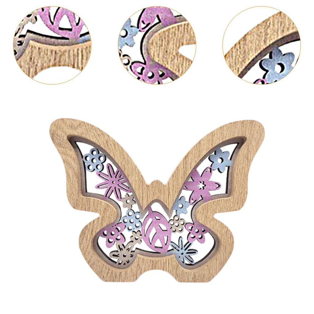Butterflies Ornaments Decoration Gifts Carved Statue Hollow Butterfly Wood Spring Decor for Shelf Home Living Room Table Desktop