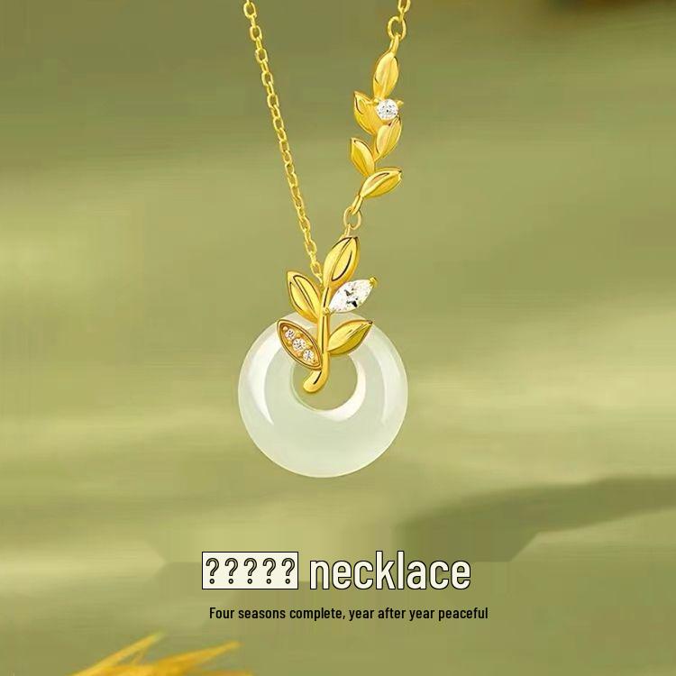 Элегантное колье-подвеска  Колос пшеницы  - Женская цепочка на ключицы легкой роскоши с имитацией халцедона