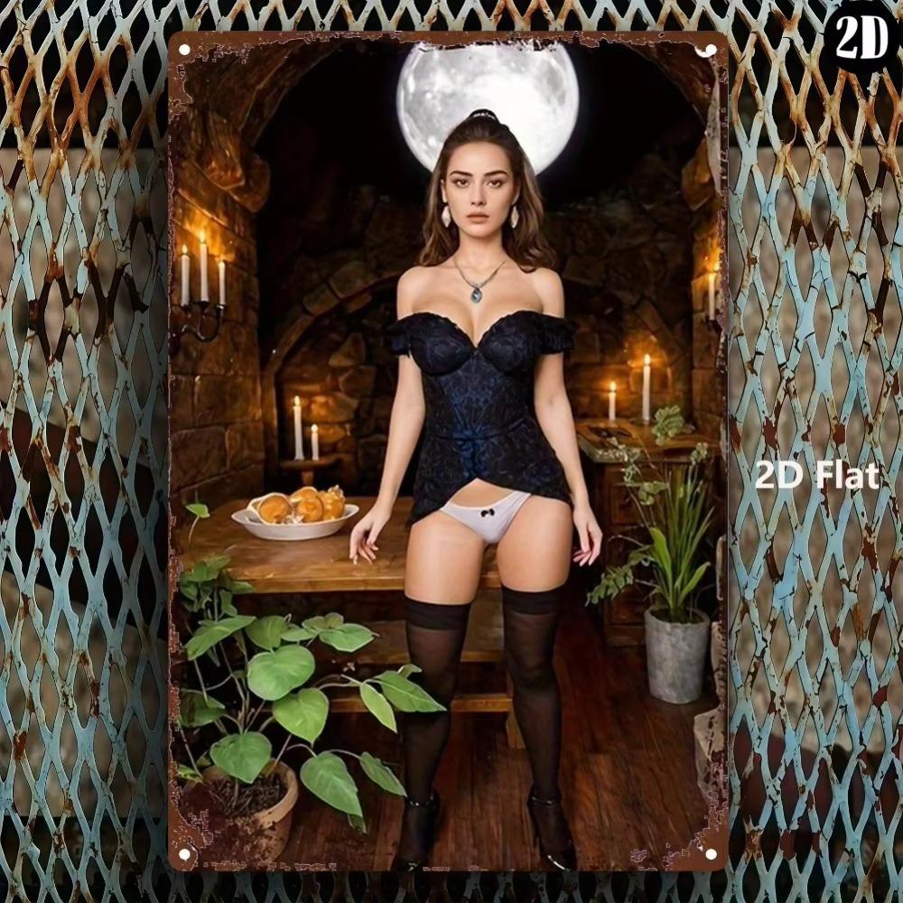 Винтажное Готическое Металлическое Настенное Искусство Сексуальная Фигура Женщины 2D Железный Декор 20x30cm белый