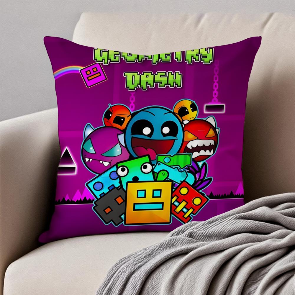 GGeometry DDash VVideo Cushion Cover Pillowcase Antidustmite Invisible Zipper Short Plush Sofa Cushion