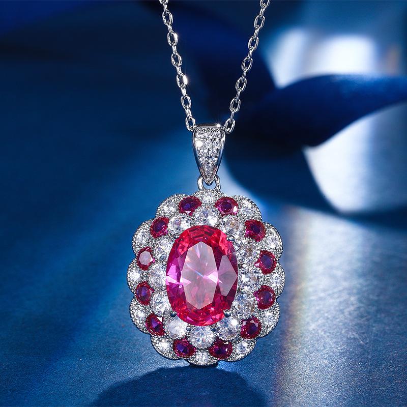 Autumn And Winter Jewelry Copper Bottom Gold-Plated Simulation Red Corundum Temperament Egg-Shaped Set 10 * 14-6 * 8