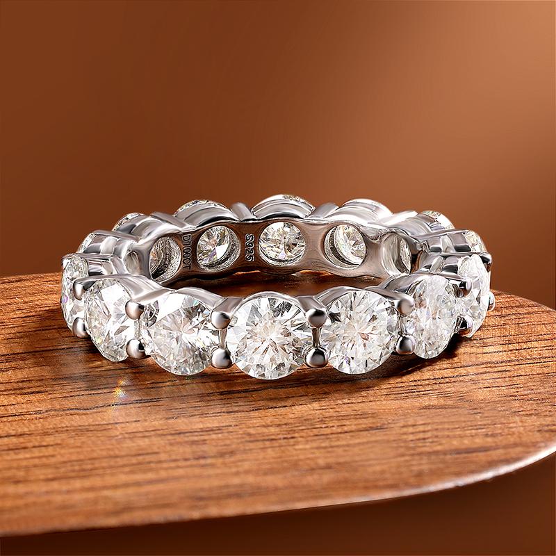 KNOBSPIN D VVS1 Moissanite Ring GRA Certified 5mm Lab Diamond Copper18k White Gold Engagement Rings for Women Man