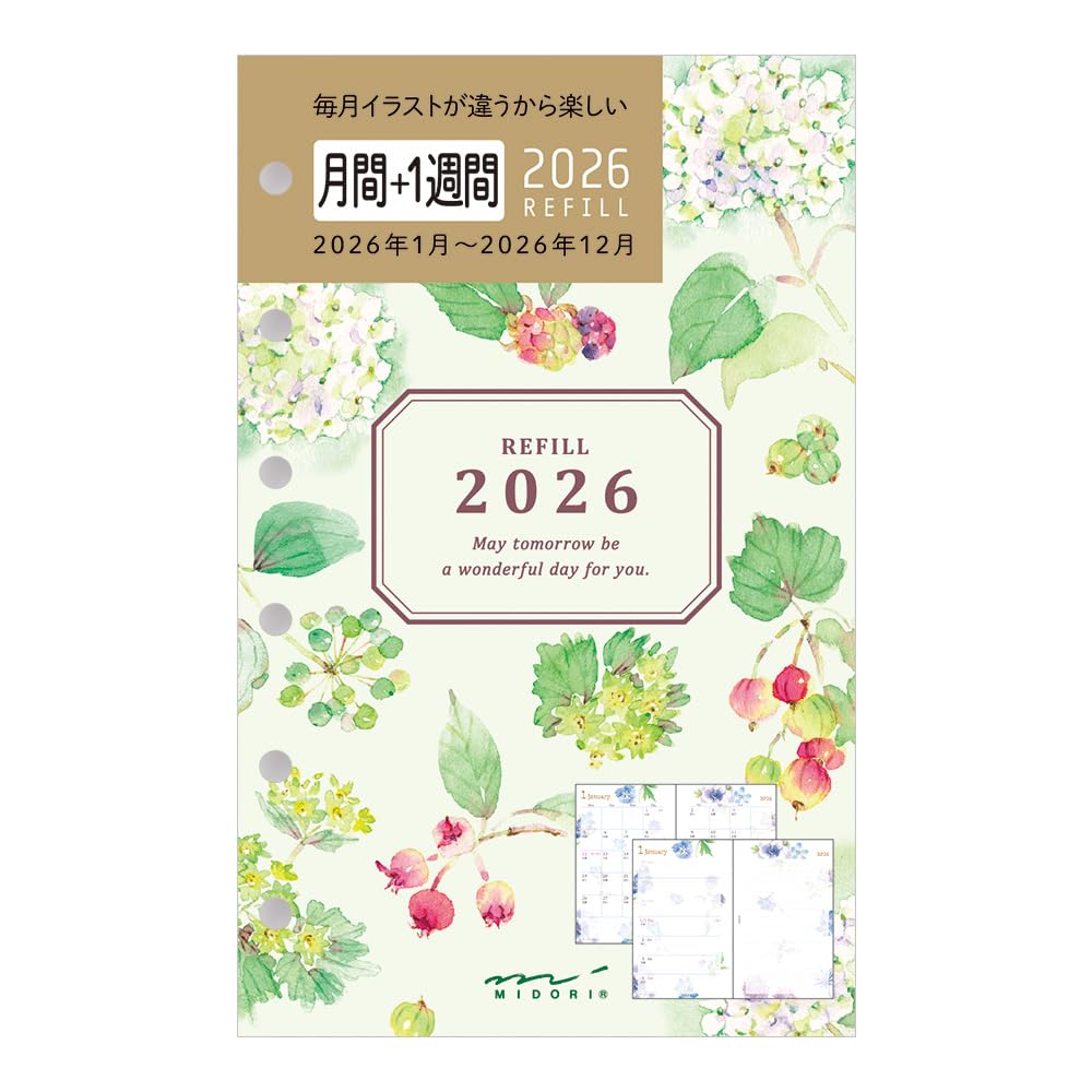 

Midori 2026 Planner Country Time Floral 27919006 January Refill, B7, Weekly, Pattern, (Starts 2026)