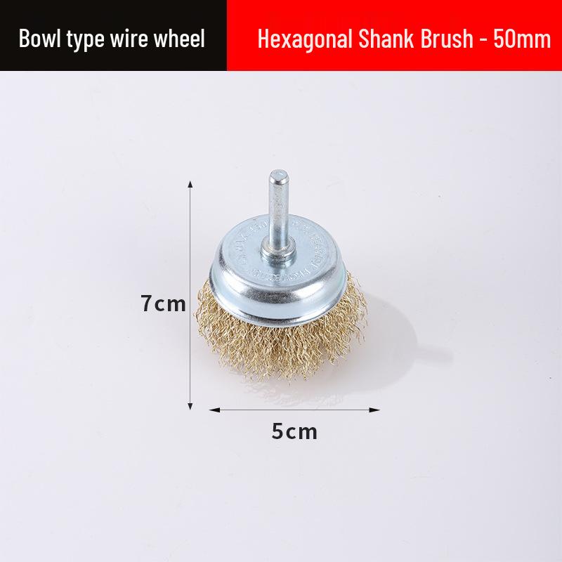 Electric Wire Brush Head with Handle for Rust Removal - 6mm Grinding Wheel Attachment