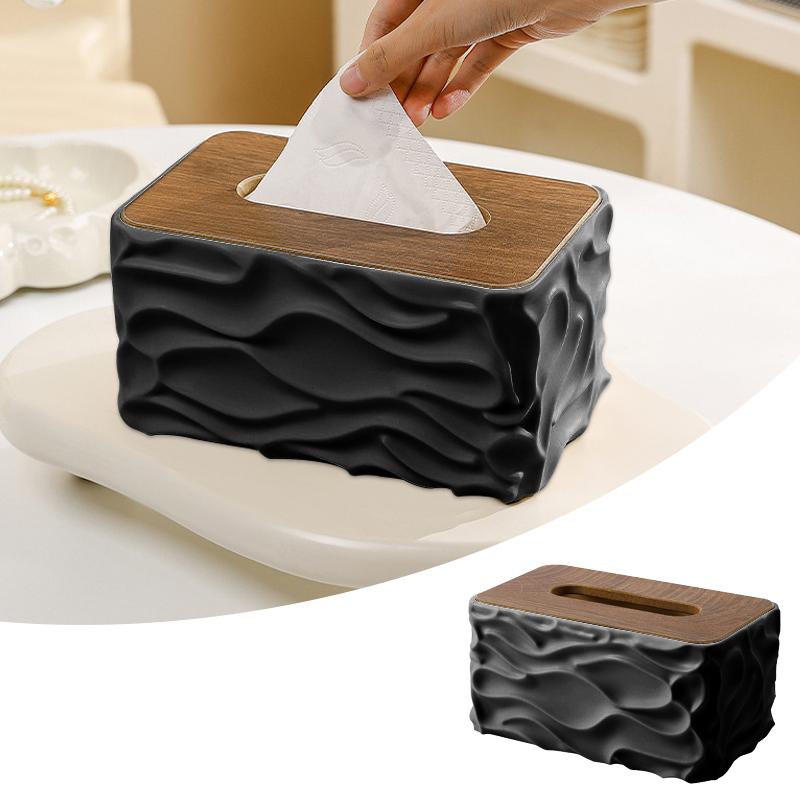 Tissue Box With Wooden Lid Table Napkin Holder Tissue Case Container Storage INS Home Decor Car Desktop Tissue Box Holder 1PC чёрный