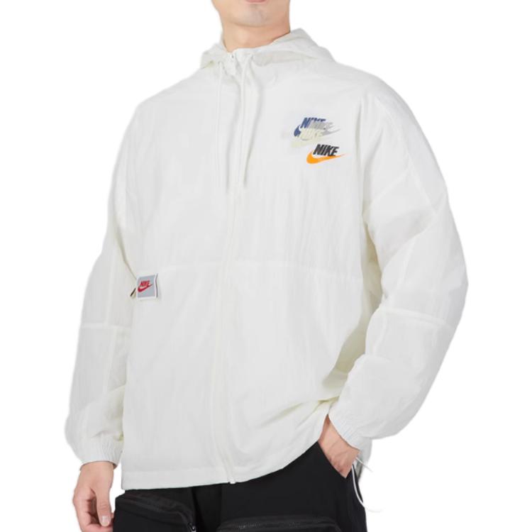 Nike Giacca Tessuta con Cappuccio e Stampa Logo Lettera Uomo Capispalla Bianco DV3313-133