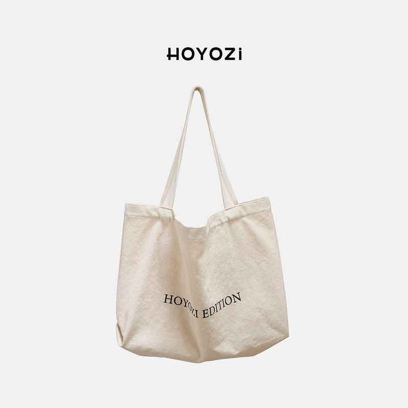 

[Xiaoyoujia Bag] Hoyozi Lazy Canvas Bag One Shoulder Bag Women s 2025 New Arrival Tote Large Capacity Beige [new]]