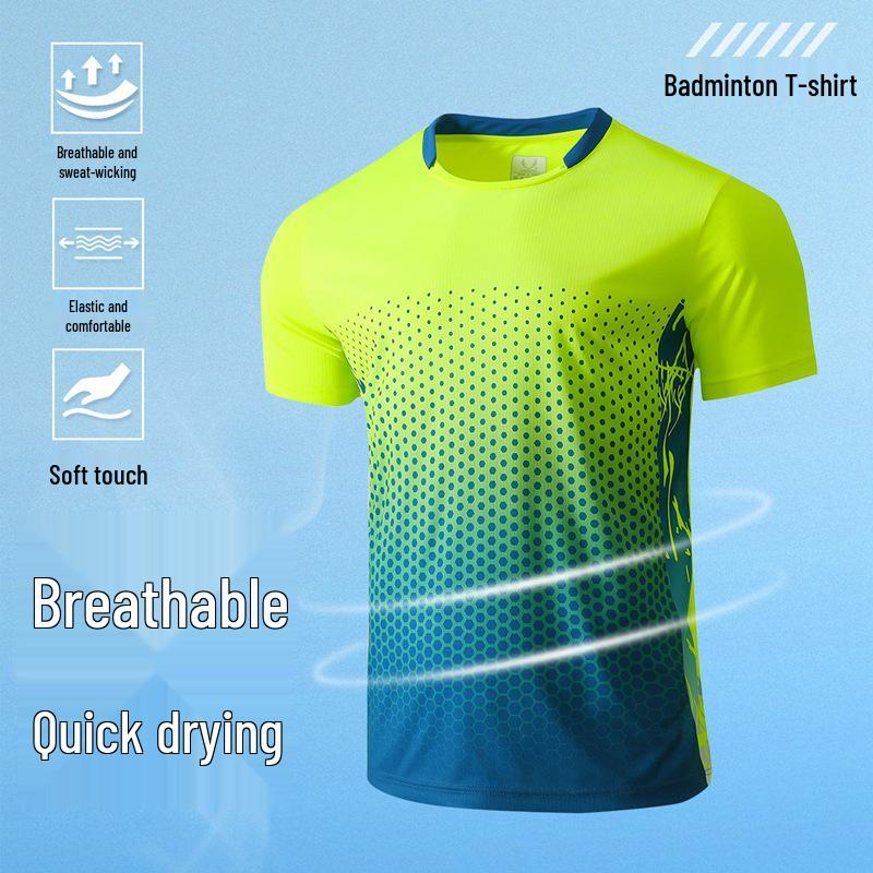 Unisex Quick-Dry Short-Sleeve Sports T-Shirt for Summer - Great for Badminton, Tennis, and Table Tennis