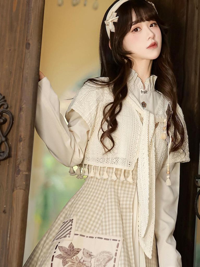 Yi Meng Ge Herbstfrucht Hanfu Damen Chinesischer Stil Oberteil & Kleid Set