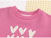 2024 Spring Cute Heart Print Pullover for Girls - Casual Crew Neck Sweatshirt for Baby and Children.