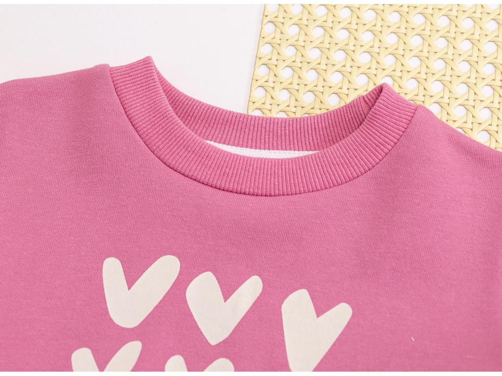 2024 Spring Cute Heart Print Pullover for Girls - Casual Crew Neck Sweatshirt for Baby and Children.