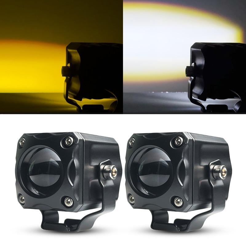 2 stücke Universal Motorrad LED Scheinwerfer Scheinwerfer Nebel Licht 20W 5000 Lms LED Scheinwerfer Dual Farbe Weiß Gelb