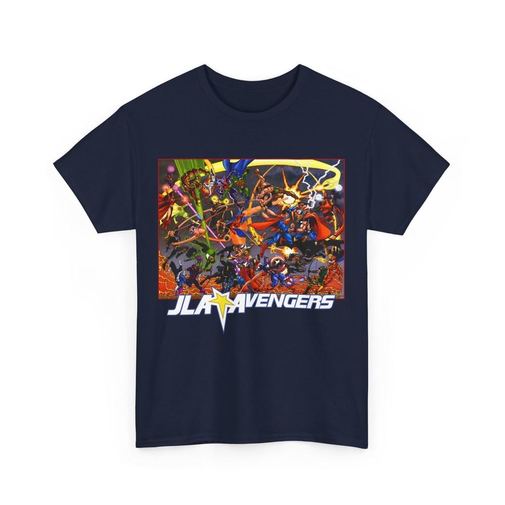 

Avengers JLA T-Shirt - George Perez Art - Marvel and DC Comics Crossover - Thor M