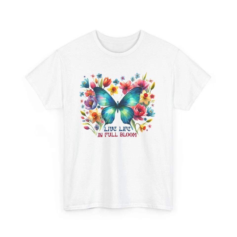 Bees & Blossoms T-Shirt | Pollination & Spring Beauty Tee | Butterfly Shirt S