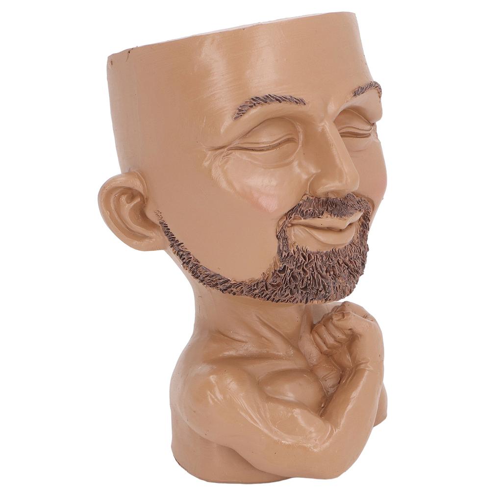 Face Planter Pot with Drainage Hole Man Face Flower Pot Head Planter Muscular Man Flower Pot for Living Room Hallway