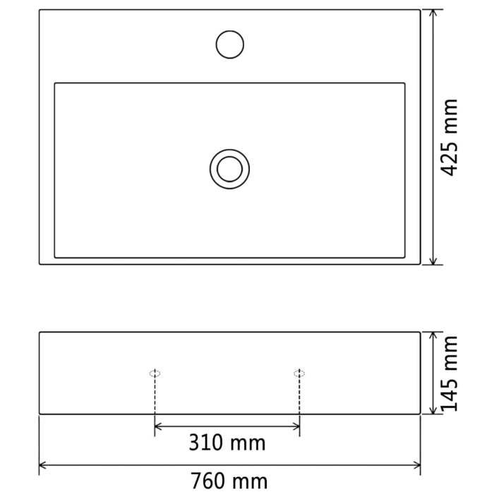 Vasque en céramique - VIDAXL - Noir - Rectangulaire - A poser