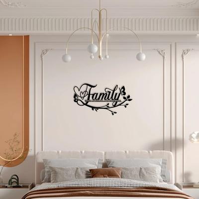 1pc Black Metal Home Sign - Elegant Flower Letter Wall Art | Happy Home Wall Decoration for Stylish Home Decor