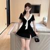 Sexy short uniform tooling short sleeves waist pendulum dress foot bath sauna health work clothes