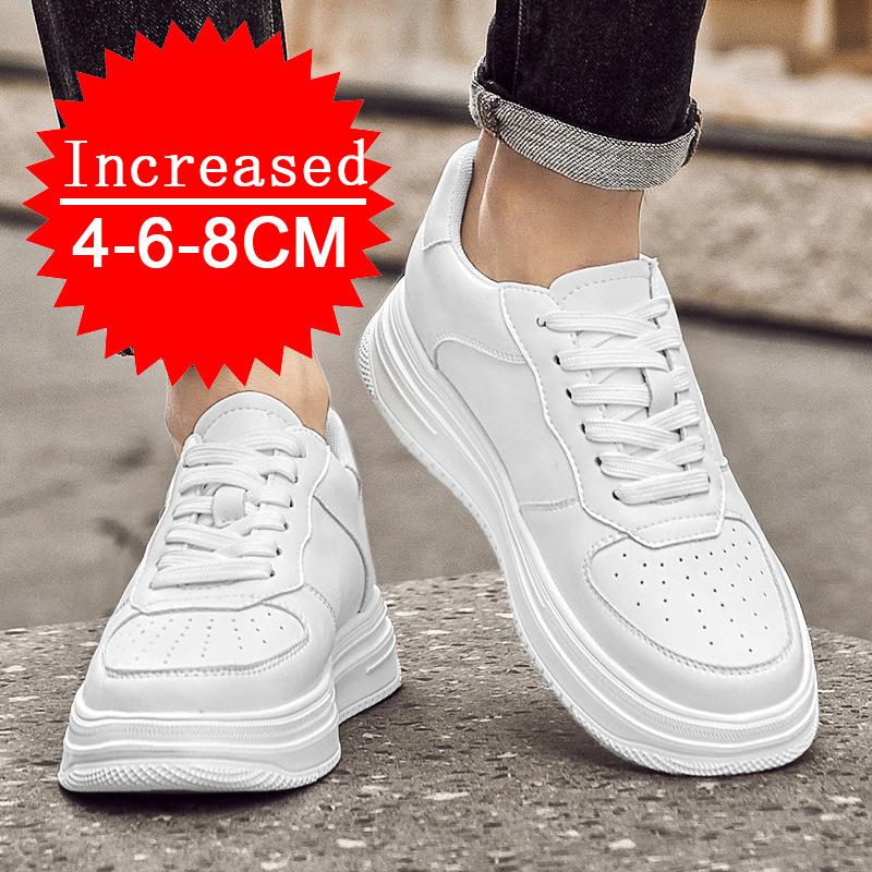 Herren Echtleder Erhöhungsschuhe Versteckte Absätze Bequem Atmungsaktiv Höhenerhöhende Schuhe 4/6/8CM Lässige Sneaker Größe 36-44
