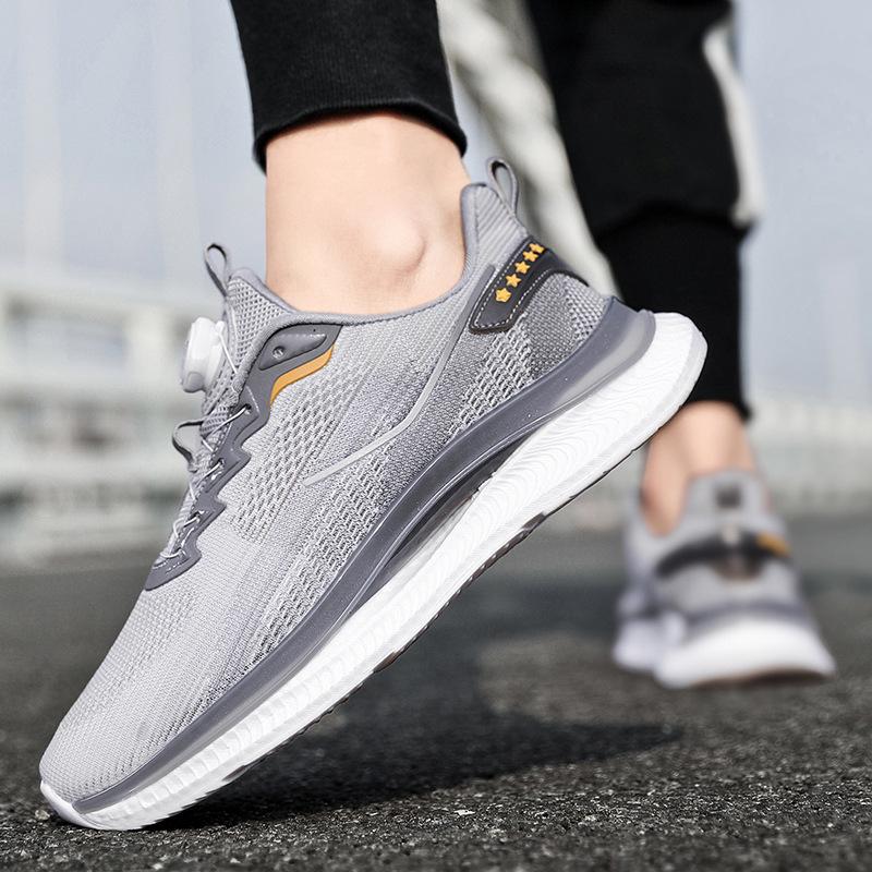 Sneakers Spring and Autumn New Student Breathable Running Shoes Shock Absorption Lightweight Soft Sole Rotating Buckle Running Shoes