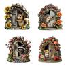 Yousheng Miniature Fairy Garden Door, Mini Wooden Fairy Gate for Tree Stump, Wall, Dollhouse, Tiny Gnome House Accessory for Micro Landscape
