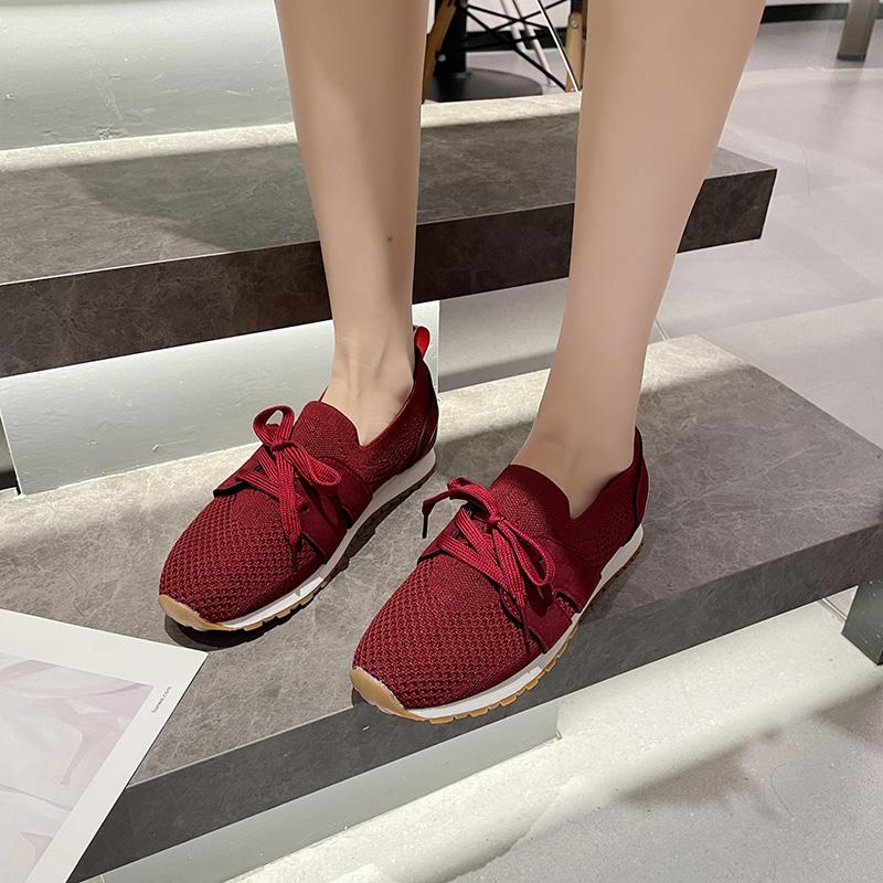Women's Sneakers Breathable Casual Women Socks Shoes Lace Up Ladies Flats Female Spring Vulcanized Running Zapatillas De Mujer