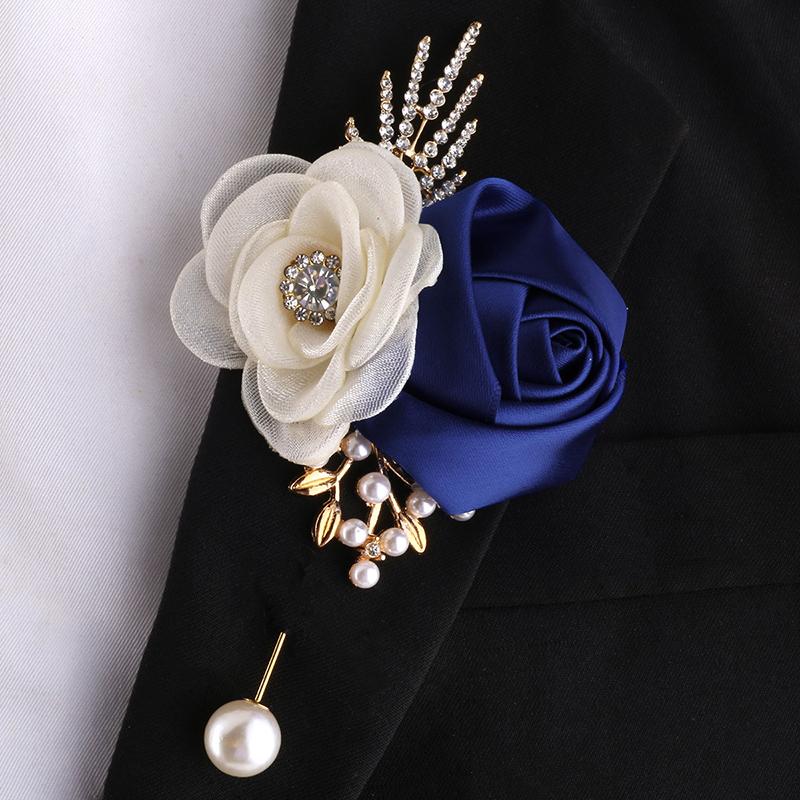 Seidenrosen-Anstecknadeln für Herren, Hochzeits-Bräutigam-Anstecker, Anzug-Corsage, Geschenk, Elegante Party-Abschlussball-Dekoration