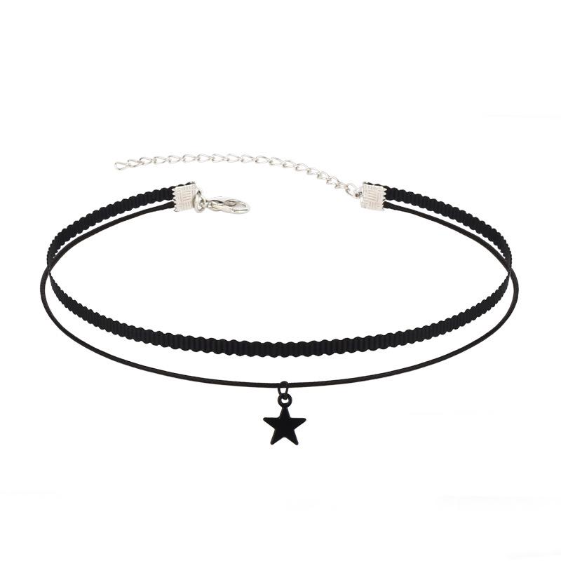 Double Layer Black Star Choker Necklace черной звезды