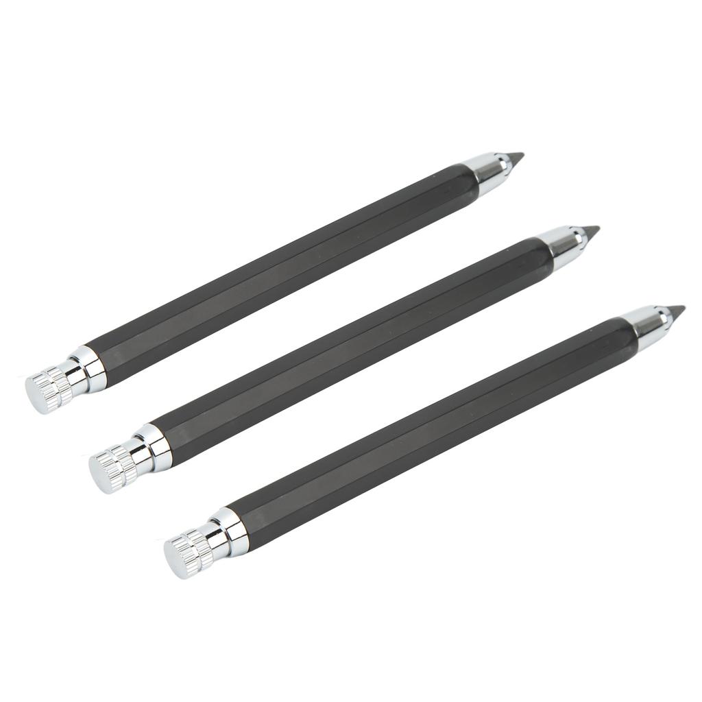 3Pcs Mechanical Carpenter Pencil 5.6mm Scribing Tool Marker Set Kit for Woodworking Black