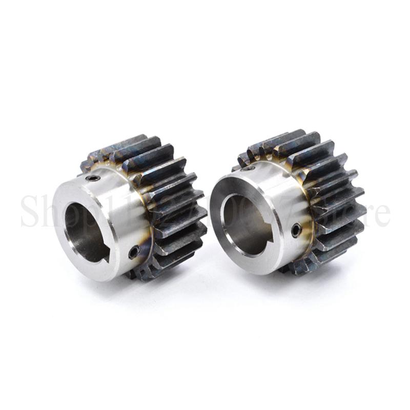 1 PZ 2M 12T-24T Pignone Cilindrico Foro 8/10/12/14/15/16/17/18/19/20/22/24mm Acciaio al Carbonio Pignone Motore con Gradino