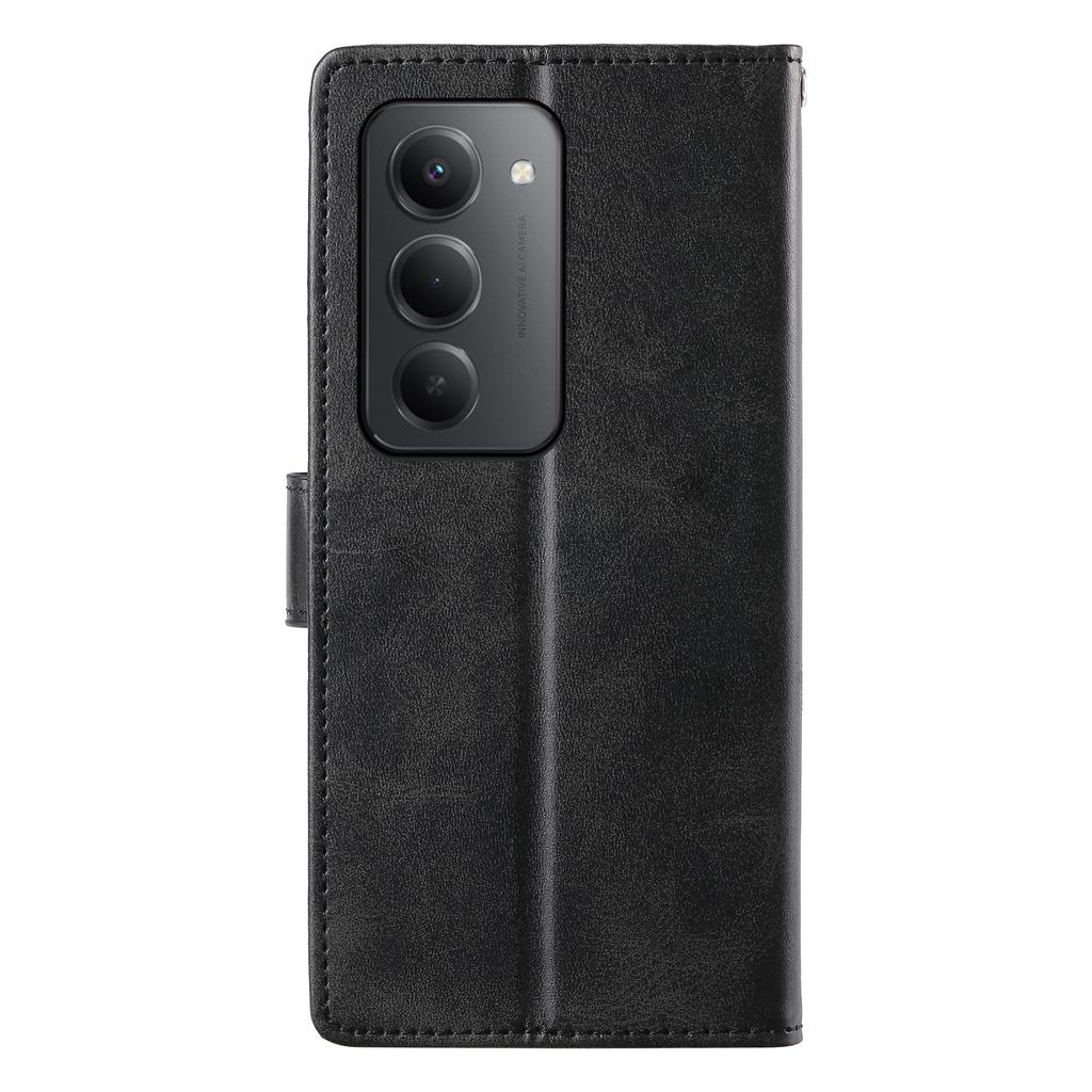 Dla Xiaomi Redmi 15 5G (Światowy) (169mm) Etui Stand Portfel Skóra PU z Teksturą Cielęcą Pokrowiec Flip do Telefonu z Paskiem na Nadgarstek