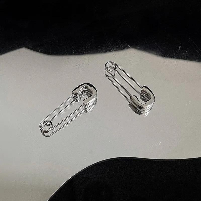 copper Zircon Punk Style Minimalist Safety Pin Stud Earrings for Women
