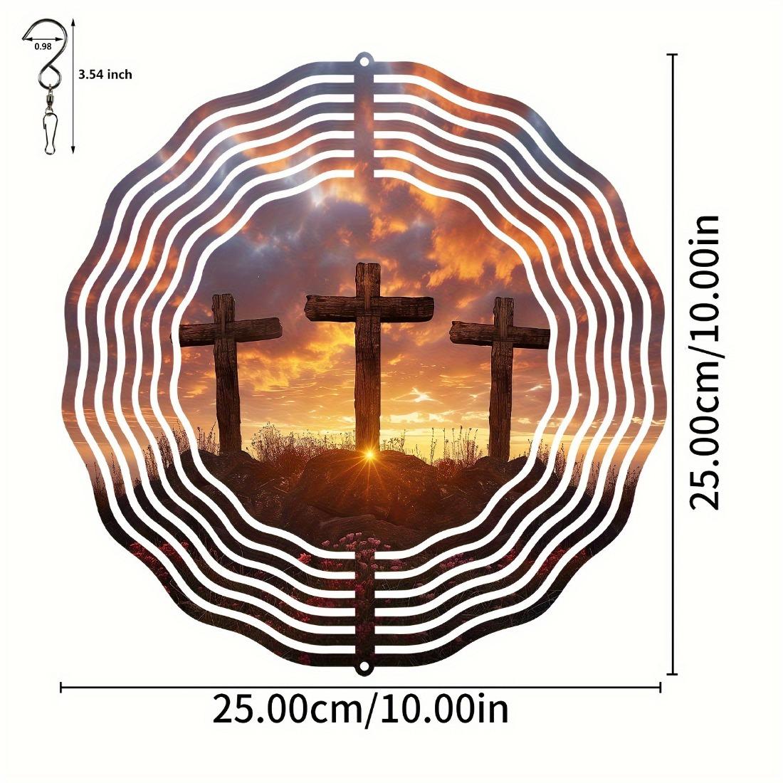 

Винтажный металлический ветряк с крестом и цветочным дизайном, 10-дюймовое подвесное украшение для сада, декор для улицы, двора, не требует электричества, в комплекте поворотный крючок