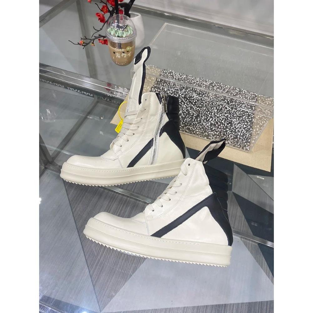 Ro Buty Męskie Skóra Nowe Ziemisty Szary Zamsz Bydlęcy Sznurowane Zamek Gruba Podeszwa Luksusowe Geo Damskie Uliczne Hip-hop Codzienne Płaskie Buty