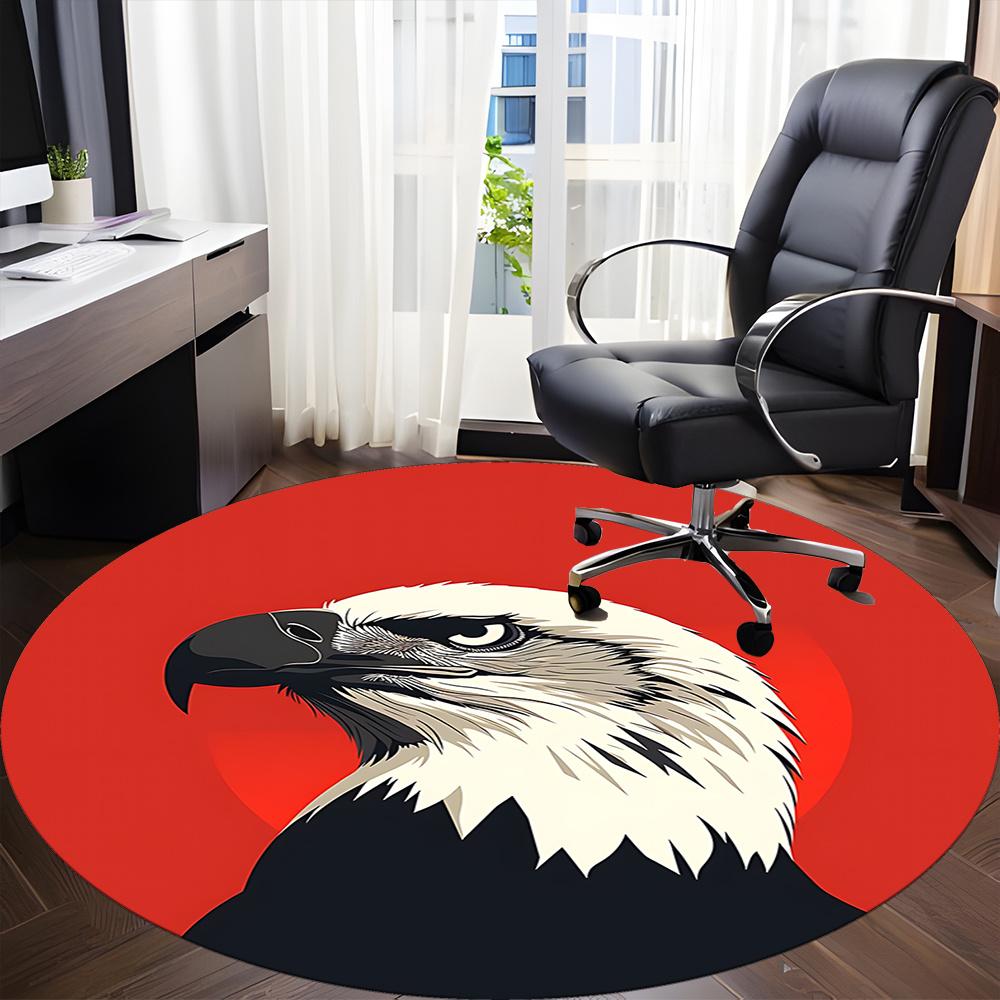 1pc Eagle Emblem Office Round Area Rug, Indoor Mat Suitable ForOffice, Under Office Chairs Bedroom Living Room Home Decor, Room Deco q105