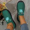Handmade Women's Casual Sports Shoes, Lightweight and Suitable for All Seasons with Solid Color Lace Up Shoes, Round Toe and Comfortable PU Sole