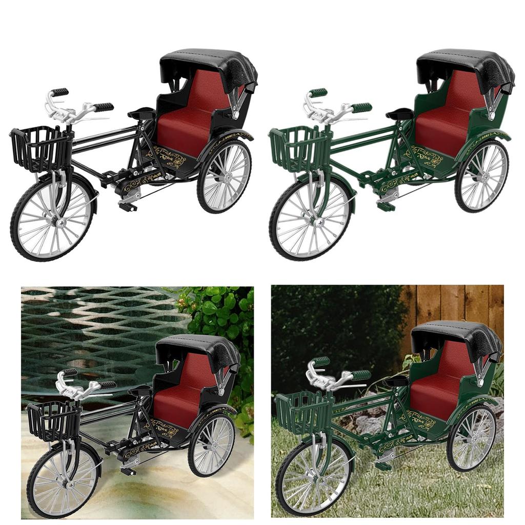 1/12 Scale Metal Tricycle Wheel Toy Collectible Model Scenery Retro Miniature Sculpture for Kids