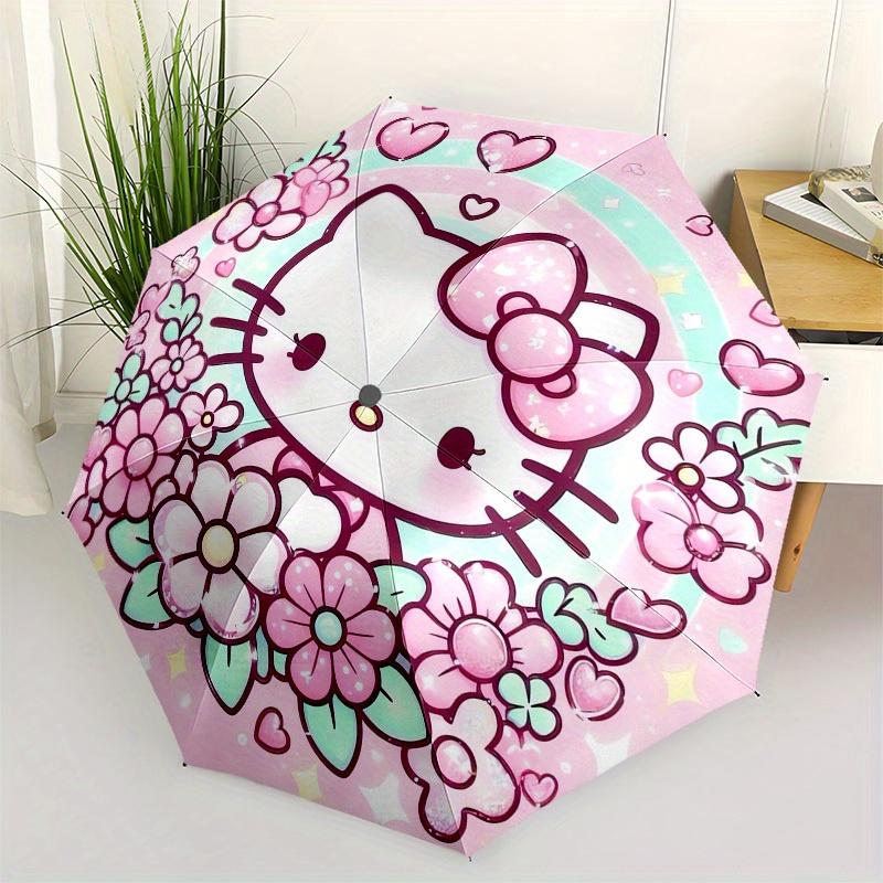 

1pc Hello Kitty Floral Frame Umbrella with Plastic Handle,Suitable for All Seasons Home Travel Outdoor UmbrellaSanlio383