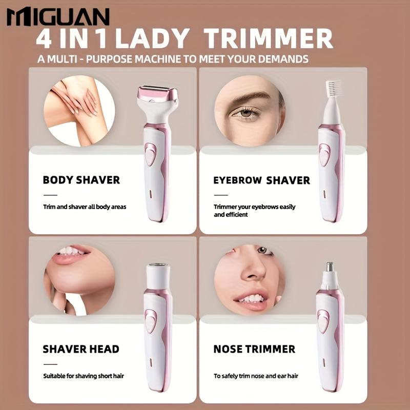 2026 New 4 in 1 Electric Razor for Women Body Hair Trimmer Armpit Bikini Arm Leg Face Mustache Portable Painless Shaver