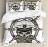 Nautical Pirate Duvet Cover Set Sailboat Theme Bedding Set Palm Tree Island Treasure Hawaiian Beach Cartoon Comforter Cover Full