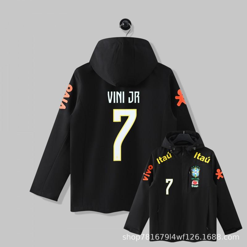 Brazil National Team Football Jacket Men Women Thin Windproof Waterproof Training Top