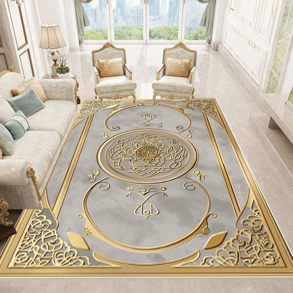 Luxury European Style Carpets Living Room Sofa Side Rugs Home Decoration Soft Golden Carpet Bedroom Cloakroom Hallway Floor Mat