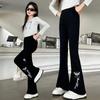 Pantalon Flare Doublé Polaire pour Filles: Vêtements décontractés tendance automne/hiver pour préadolescents