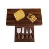 Square Acacia Wood Cheese Board & 4-Piece Stainless Steel Cheese Knife Set