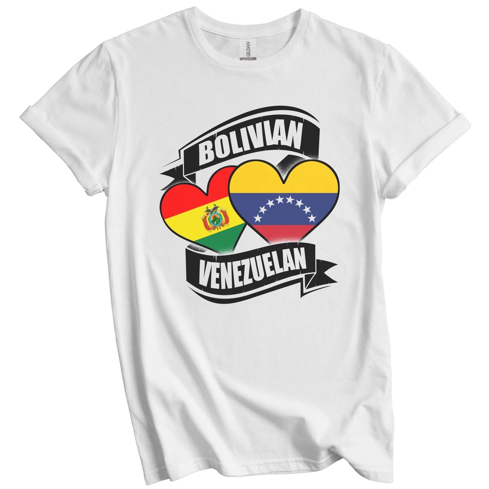 Bolivian Venezuelan Hearts Bolivia Venezuela Flags T-Shirt L