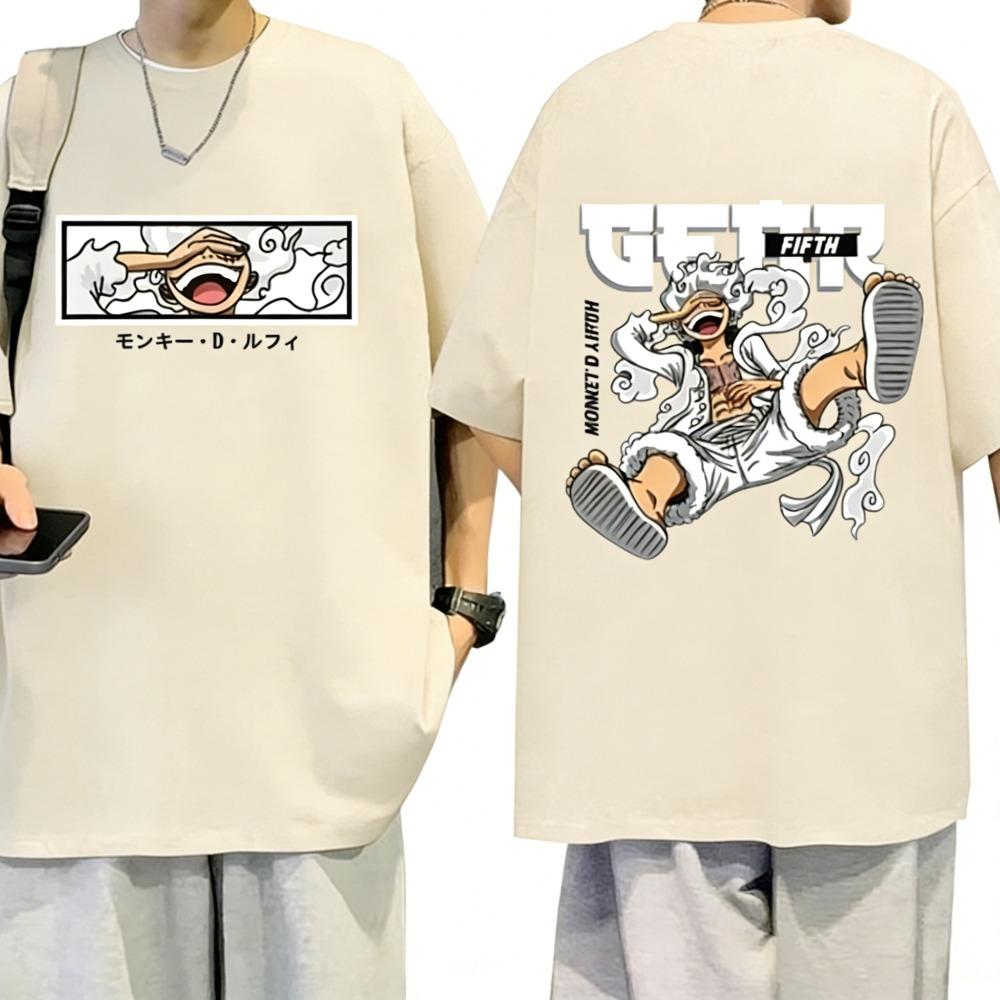 Plus Size One Piece Anime Printed Men and Women Tshirt Casual Parent Child Top Fashion Harajuku Style Y2K Street Wear Summer