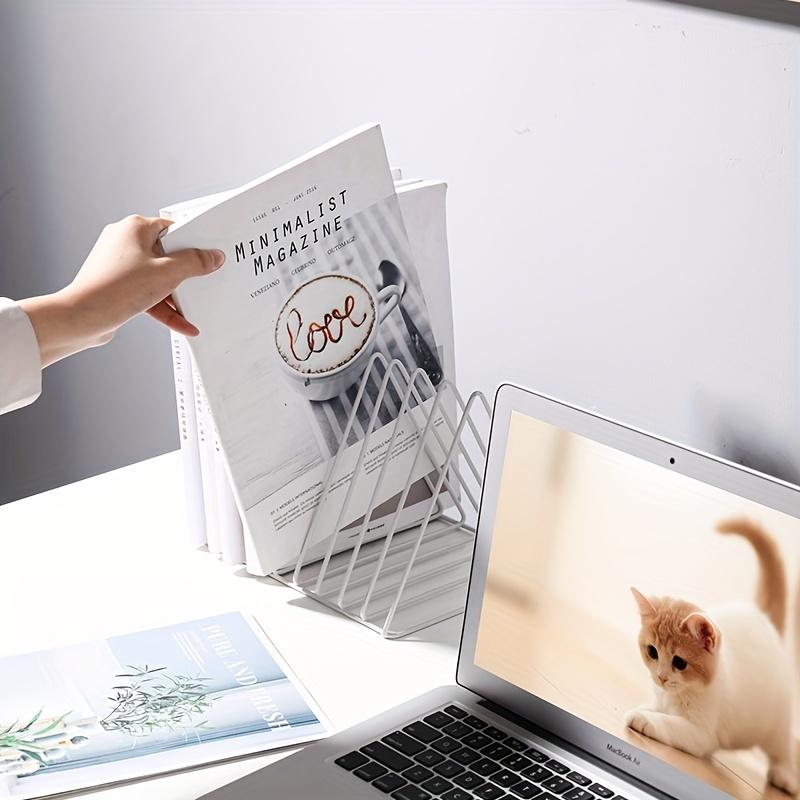 1pc Metal Desk Organizer, 9-Section File Holder, Office Bookshelf Storage, Creative Display Storage, Bookclip Office Shelf