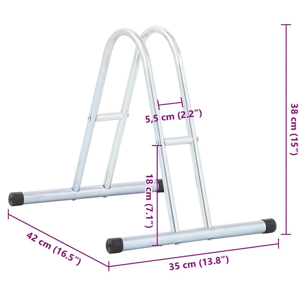 Vidaxl Stand For 1 Bicycle, Freestanding, Galvanized Steel