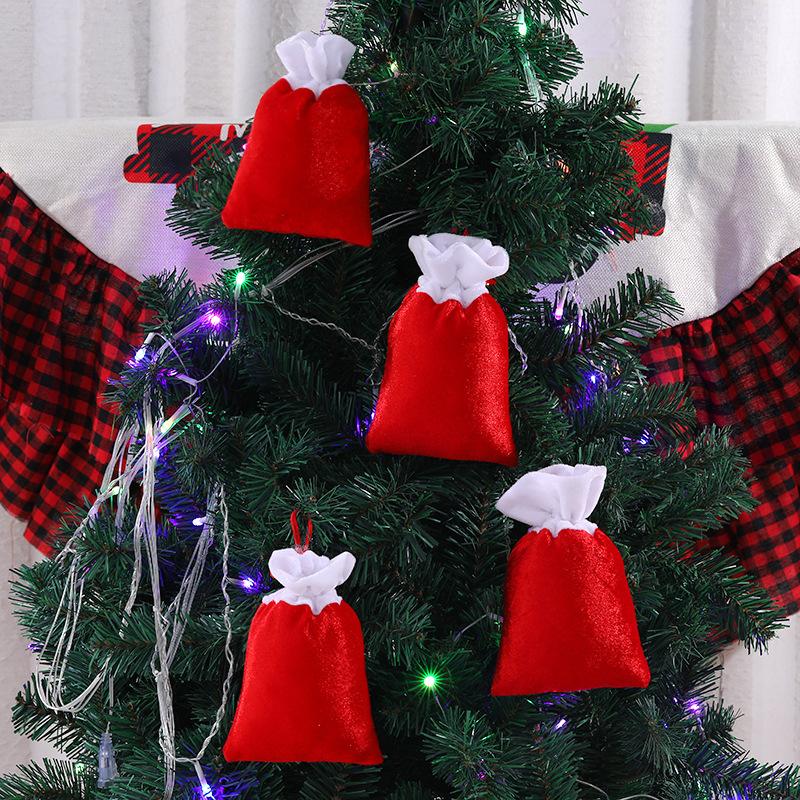 WTEMPO Red Drawstring Gift Bags Wedding Holiday Decoration Gift Bags Retro Elegant Jewelry Pouch Christmas Gift Bags Christmas Tree Decor Hanging Bags
