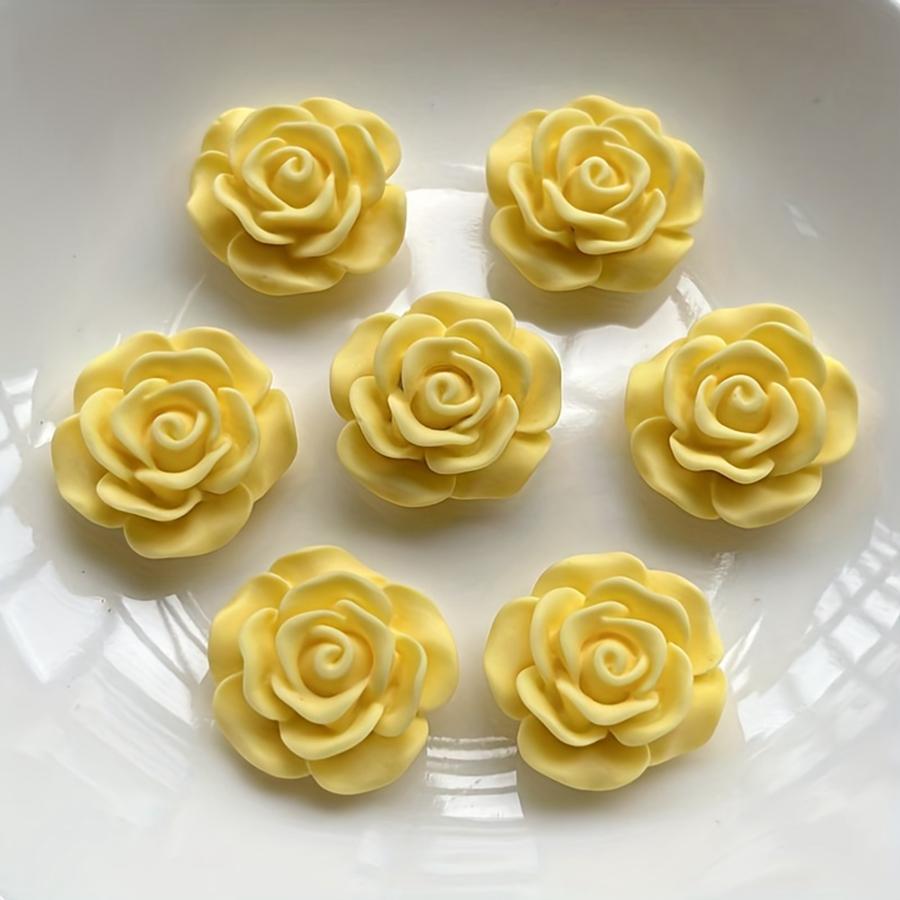 10 Stück Florale Harz-Cabochons - Weiße Rosen Verzierungen für Scrapbooking, Schmuckherstellung, DIY-Bastelarbeiten und Hochzeitsdekoration